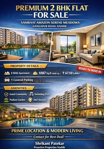 2 BHK 1087 Sq.ft. Apartment for Sale in Gangapur Road, Nashik