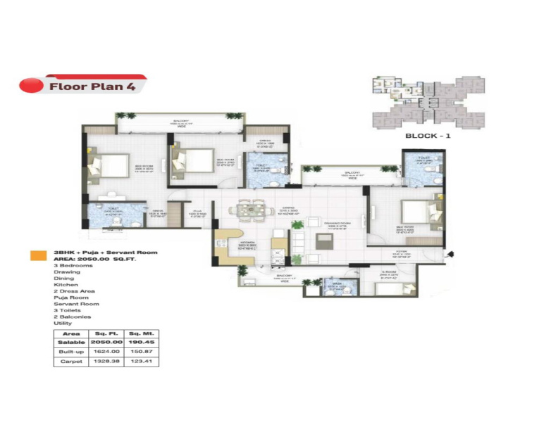 3 BHK 1624 Sq.ft. Apartment for Sale in Sector 75 Noida