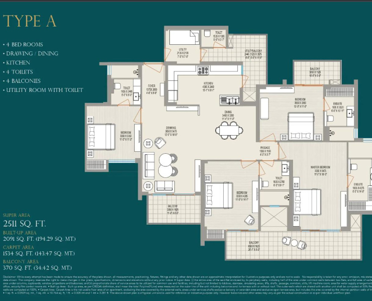 4 BHK 2511 Sq.ft. Apartment for Sale in Sector 75 Noida