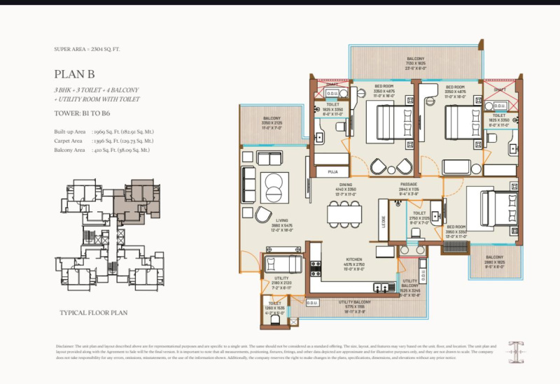 3 BHK 2304 Sq.ft. Apartment for Sale in Sector 115 Noida