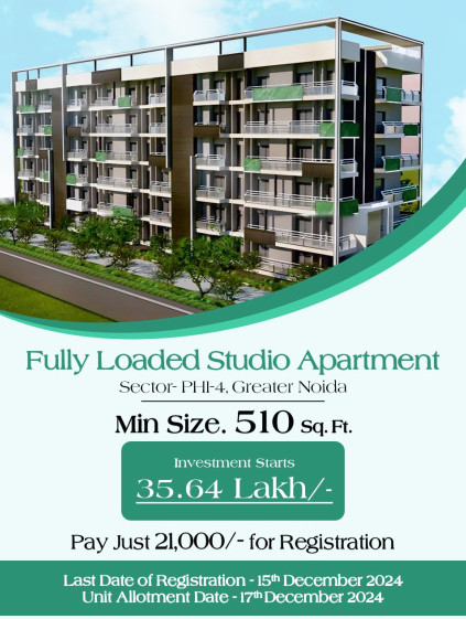  Studio Apartment 650 Sq.ft. for Sale in Pari Chowk, Greater Noida