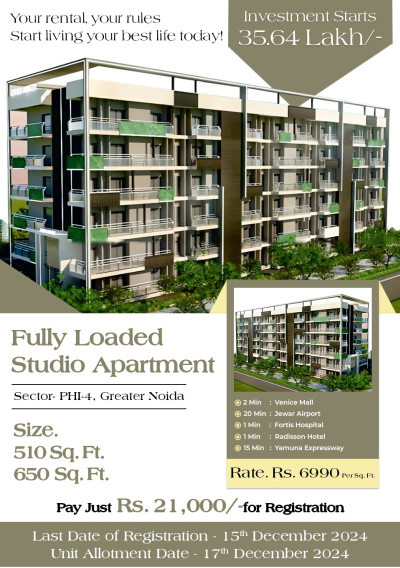  Studio Apartment 650 Sq.ft. for Sale in Pari Chowk, Greater Noida