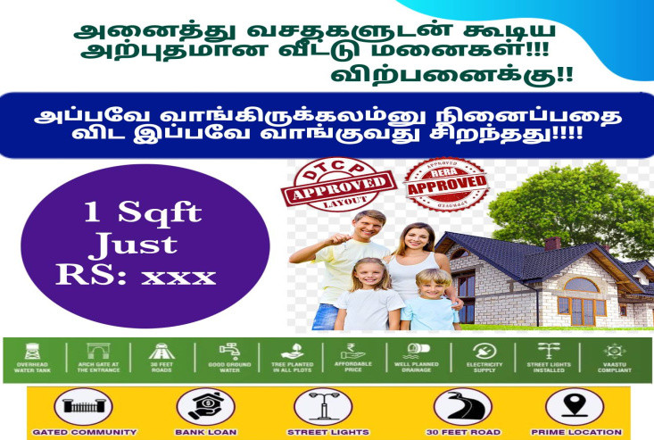  Residential Plot 1200 Sq.ft. for Sale in Panjapur, Tiruchirappalli