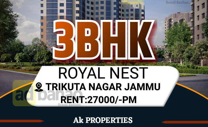 3 BHK Apartment 1200 Sq.ft. for Rent in Channi Himmat, Jammu