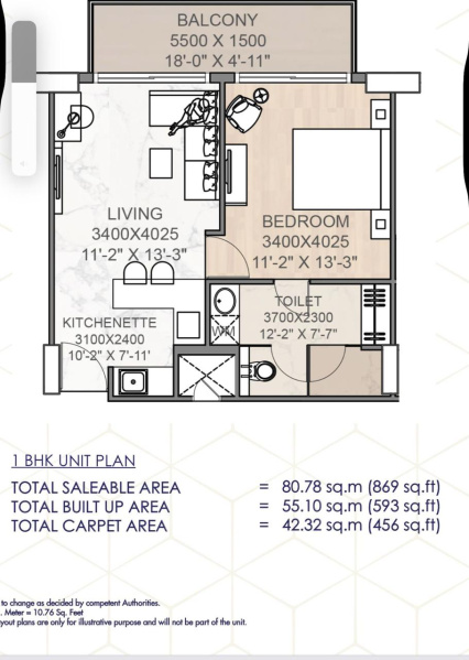 1 BHK Apartment 869 Sq.ft. for Sale in Sector 16 Greater Noida West