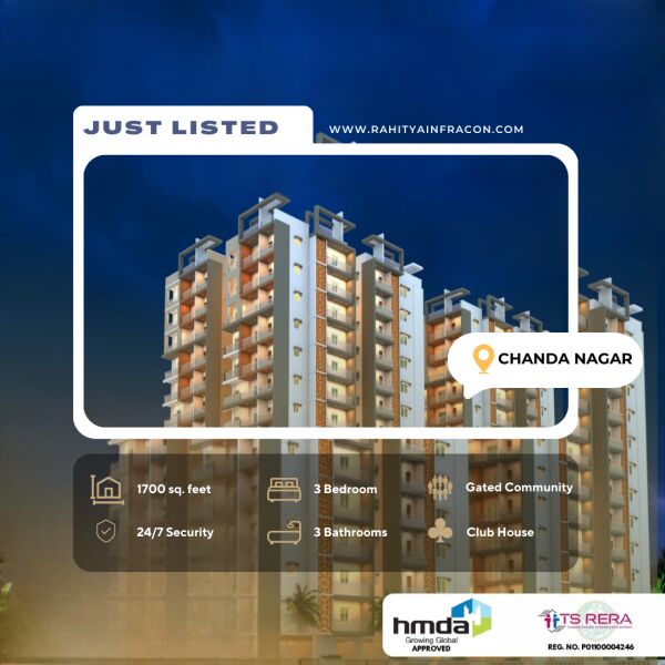 3 BHK Apartment 1700 Sq.ft. for Sale in Chandanagar, Hyderabad