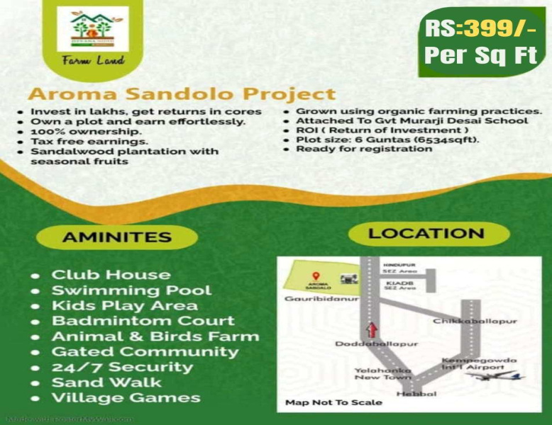  6534 Sq.ft. Agricultural/Farm Land for Sale in Gauribidanur, Chikkaballapur, Bangalore