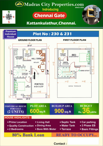 2 BHK House 900 Sq.ft. for Sale in Kattankulathur, Chennai