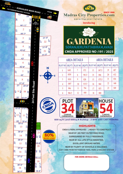  1018 Sq.ft. Residential Plot for Sale in Pattabiram, Chennai