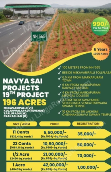 Residential Plot 22 Cent for Sale in Markapur, Prakasam