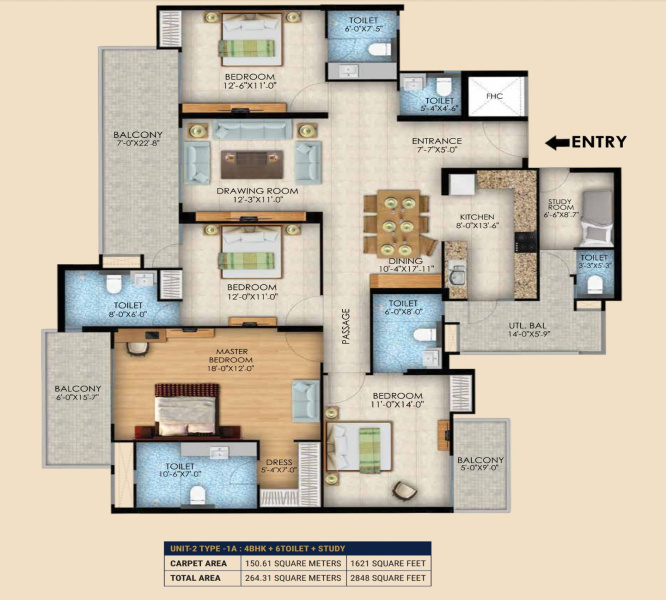 3 BHK 1800 Sq.ft. Apartment for Sale in Sector 120 Noida