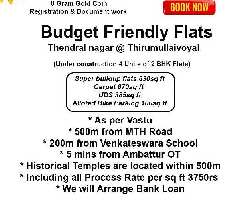 2 BHK Flat for Sale in Manikanda Puram, Thirumullaivoyal, Chennai