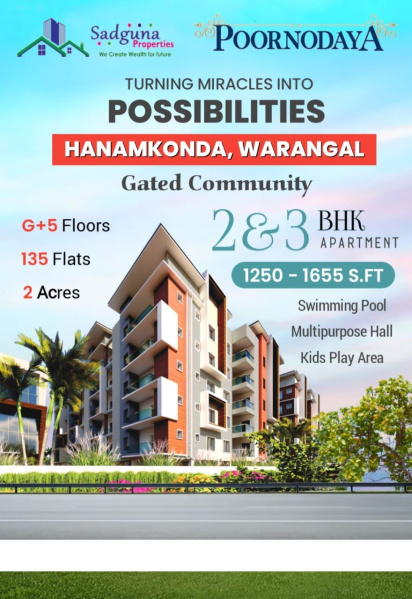 3 BHK Apartment 1635 Sq.ft. for Sale in Hanamkonda, Warangal