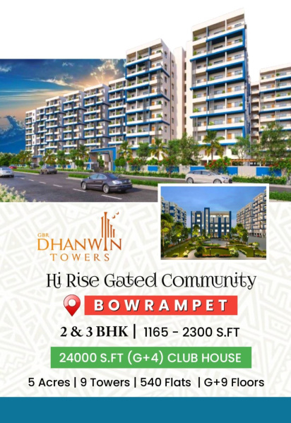 3 BHK Apartment 1285 Sq.ft. for Sale in Bowrampet, Hyderabad