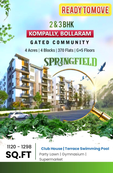 3 BHK Apartment 1296 Sq.ft. for Sale in Kompally, Hyderabad