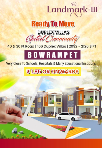 3 BHK Villa 2126 Sq.ft. for Sale in Bowrampet, Hyderabad