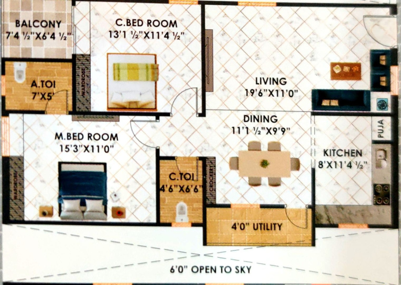 2 BHK Apartment 1200 Sq.ft. for Sale in Bachupally, Hyderabad