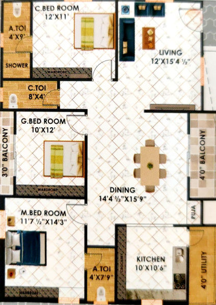 2 BHK Apartment 1200 Sq.ft. for Sale in Bachupally, Hyderabad