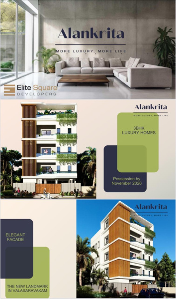 3 BHK 1595 Sq.ft. Apartment for Sale in Ashtalakshmi Nagar, Valasaravakkam, Chennai