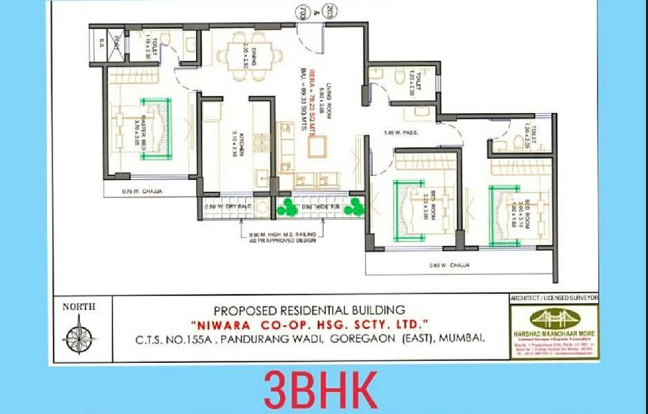 3 BHK Apartment 852 Sq.ft. for Sale in Pandurang Wadi, Goregaon East, Mumbai