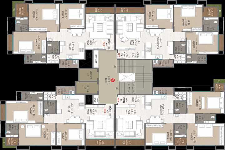 3 BHK Apartment 1023 Sq.ft. for Sale in Adajan, Surat