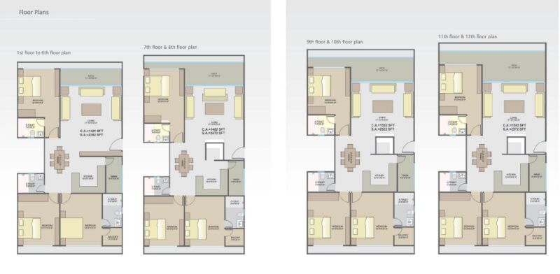3 BHK Apartment 2382 Sq.ft. for Sale in Vesu, Surat