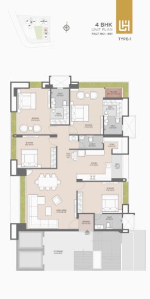 3 BHK Apartment 2217 Sq.ft. for Sale in Adajan, Surat