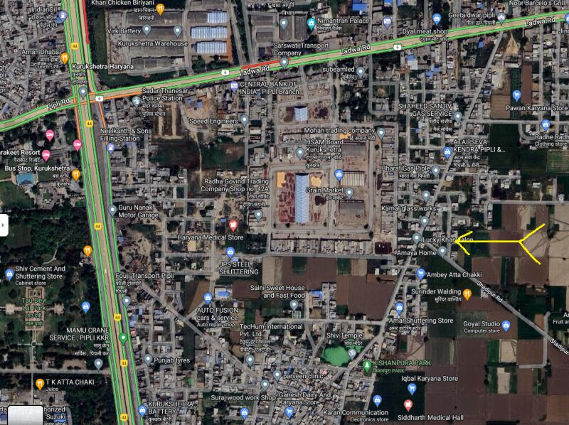  Residential Plot 1215 Sq.ft. for Sale in Pipli, Kurukshetra