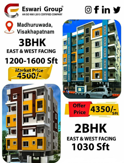 2 BHK Apartment 1130 Sq.ft. for Sale in Yendada, Visakhapatnam