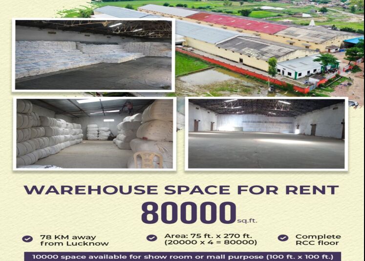  Warehouse 80000 Sq.ft. for Rent in Khairabad, Sitapur