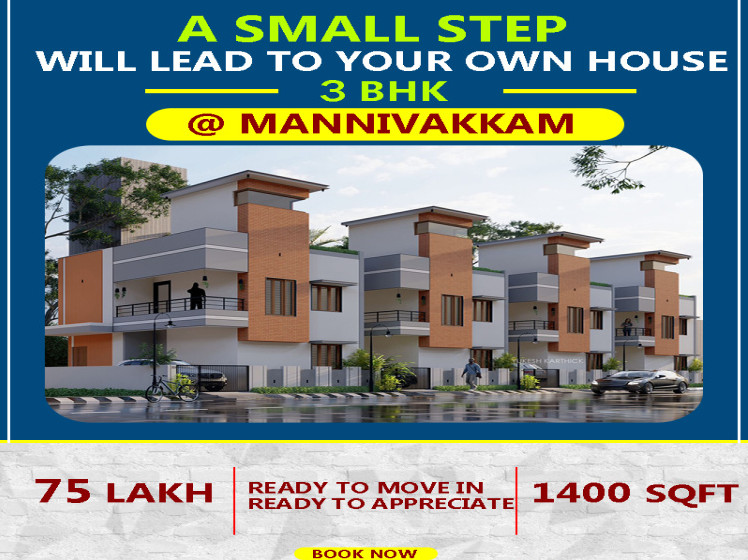 3 BHK House & Villa 1400 Sq.ft. for Sale in Manivakkam, Chennai