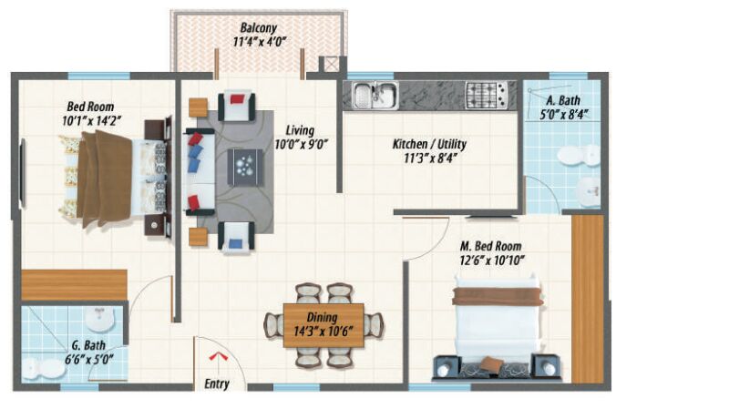 2 BHK Apartment 1068 Sq.ft. for Sale in Sarjapur, Bangalore