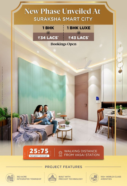 1 BHK 480 Sq.ft. Apartment for Sale in Vasai East, Mumbai