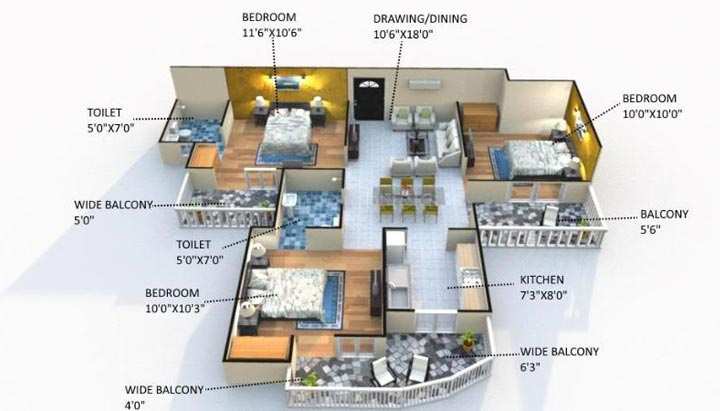 3 BHK Apartment 1575 Sq.ft. for Sale in Raj Nagar Extension, Ghaziabad