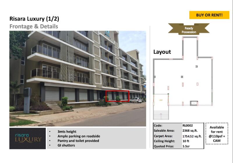  Commercial Shop 162 Sq. Meter for Sale in Taleigao, North Goa, 
