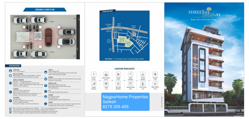 3 BHK Apartment 1675 Sq.ft. for Sale in Pratap Nagar, Nagpur