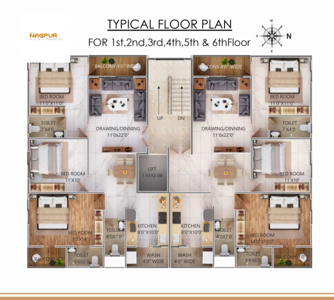 3 BHK 1450 Sq.ft. Apartment for Sale in Zingabai Takli, Nagpur