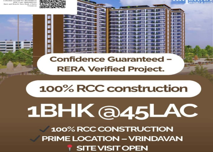 1 BHK 500 Sq.ft. Apartment for Sale in VIP Road, Vrindavan