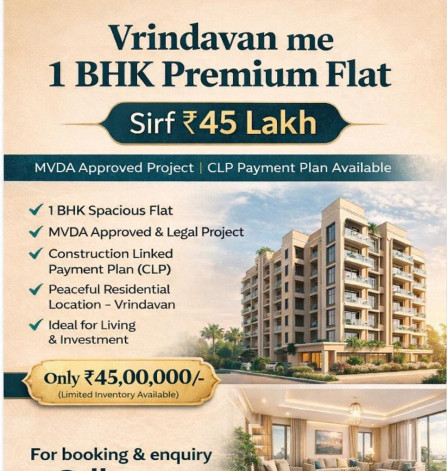 1 BHK 500 Sq.ft. Apartment for Sale in VIP Road, Vrindavan
