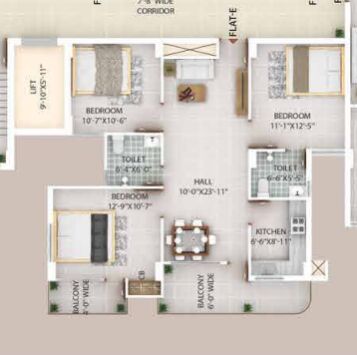 3 BHK Apartment 1321 Sq.ft. for Sale in Pundag, Ranchi