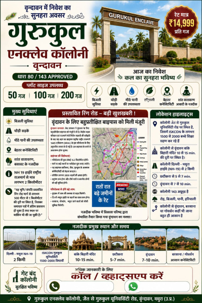  50 Sq. Yards Residential Plot for Sale in National Highway 2, Mathura
