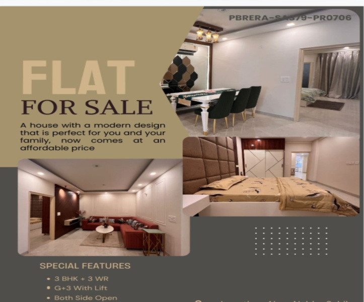 3 BHK Apartment 1625 Sq.ft. for Sale in Patiala Road, Zirakpur
