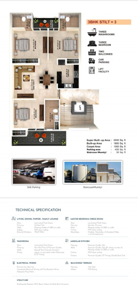 3 BHK Apartment 1850 Sq.ft. for Sale in Dayalpura, Zirakpur