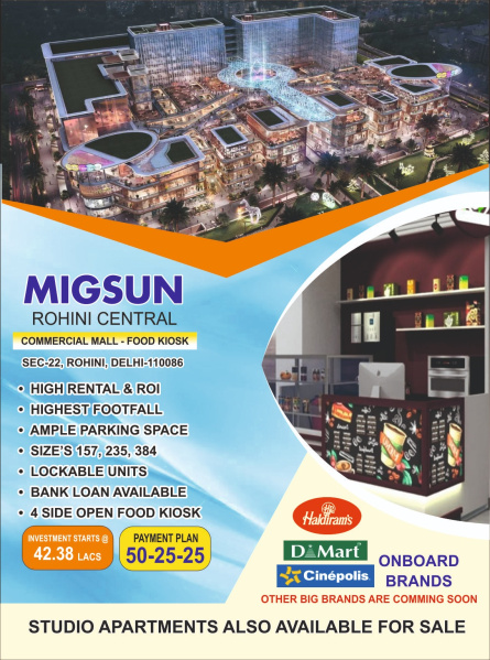  Business Center 249 Sq.ft. for Sale in Sector 22 Rohini, Delhi