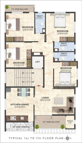 3 BHK 1450 Sq.ft. Apartment for Sale in Anandwalli, Nashik
