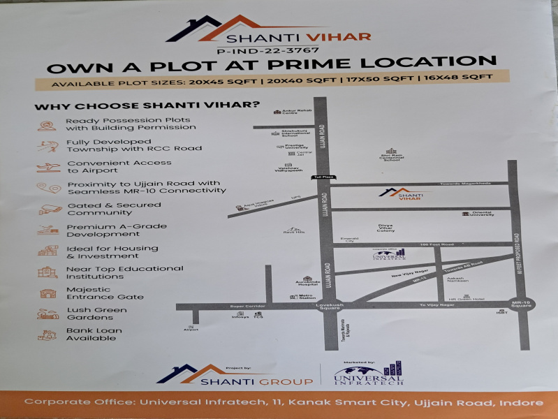  Residential Plot 900 Sq.ft. for Sale in Ujjain Road, Indore