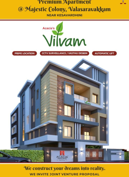 2 BHK Apartment 852 Sq.ft. for Sale in Valasaravakkam, Chennai