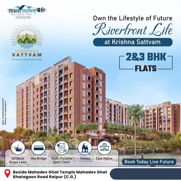 3 BHK Apartment 1657 Sq.ft. for Sale in Mahadev Ghat Road, Raipur