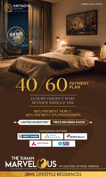 3 BHK Apartment 1895 Sq.ft. for Sale in VIP Road, Zirakpur