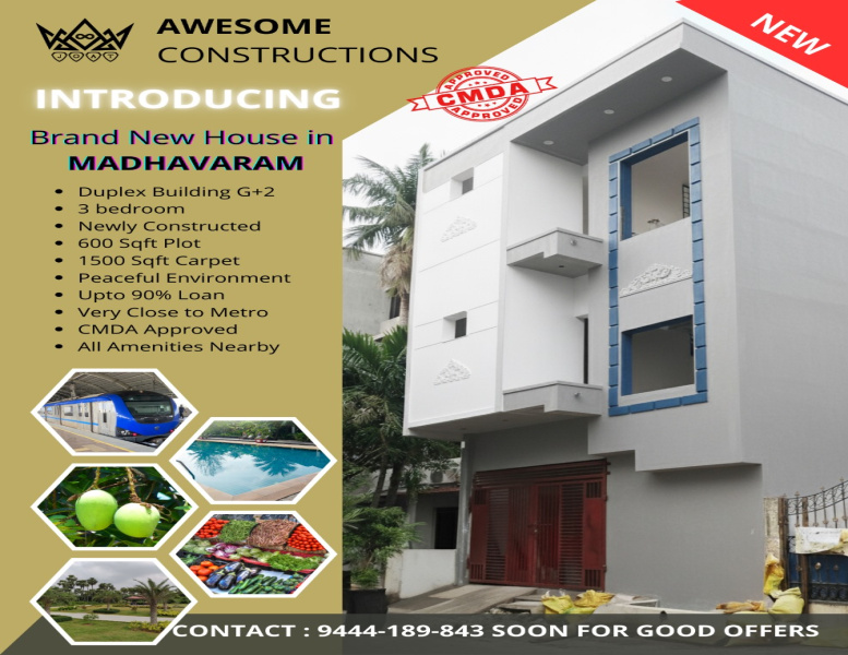 4 BHK 1500 Sq.ft. House for Sale in Madhavaram, Chennai